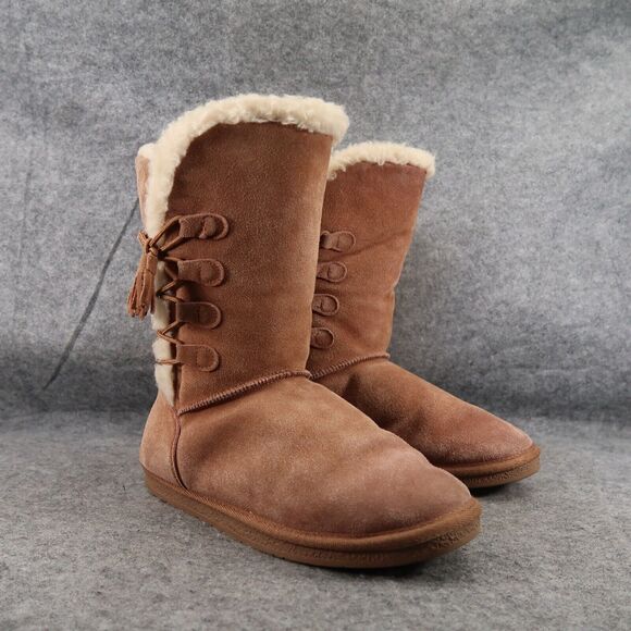 Tamarac Shoes Womens 9 Boot Winter Leather Wool Pull On Comfort Warm Brown Tahoe - Picture 1 of 14
